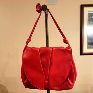 1980s Vintage Red Vegan Leather Shoulder Bag